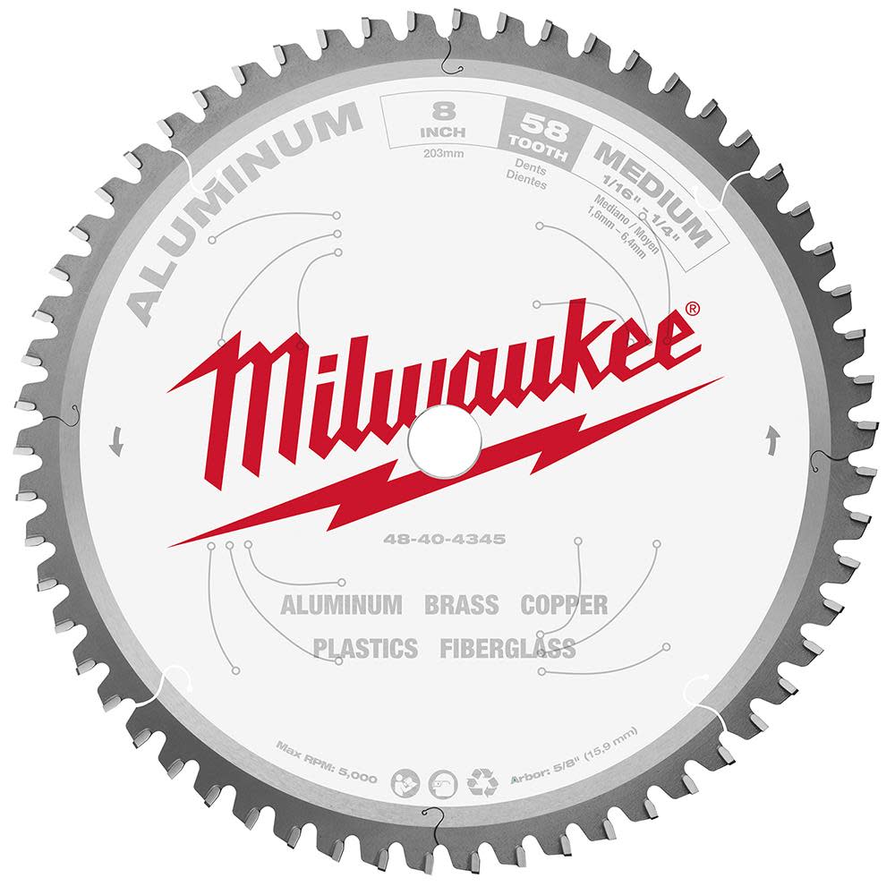 Milwaukee 8 in. Aluminum Cutting Circular Saw Blade 48-40-4345 from Milwaukee - Intensery