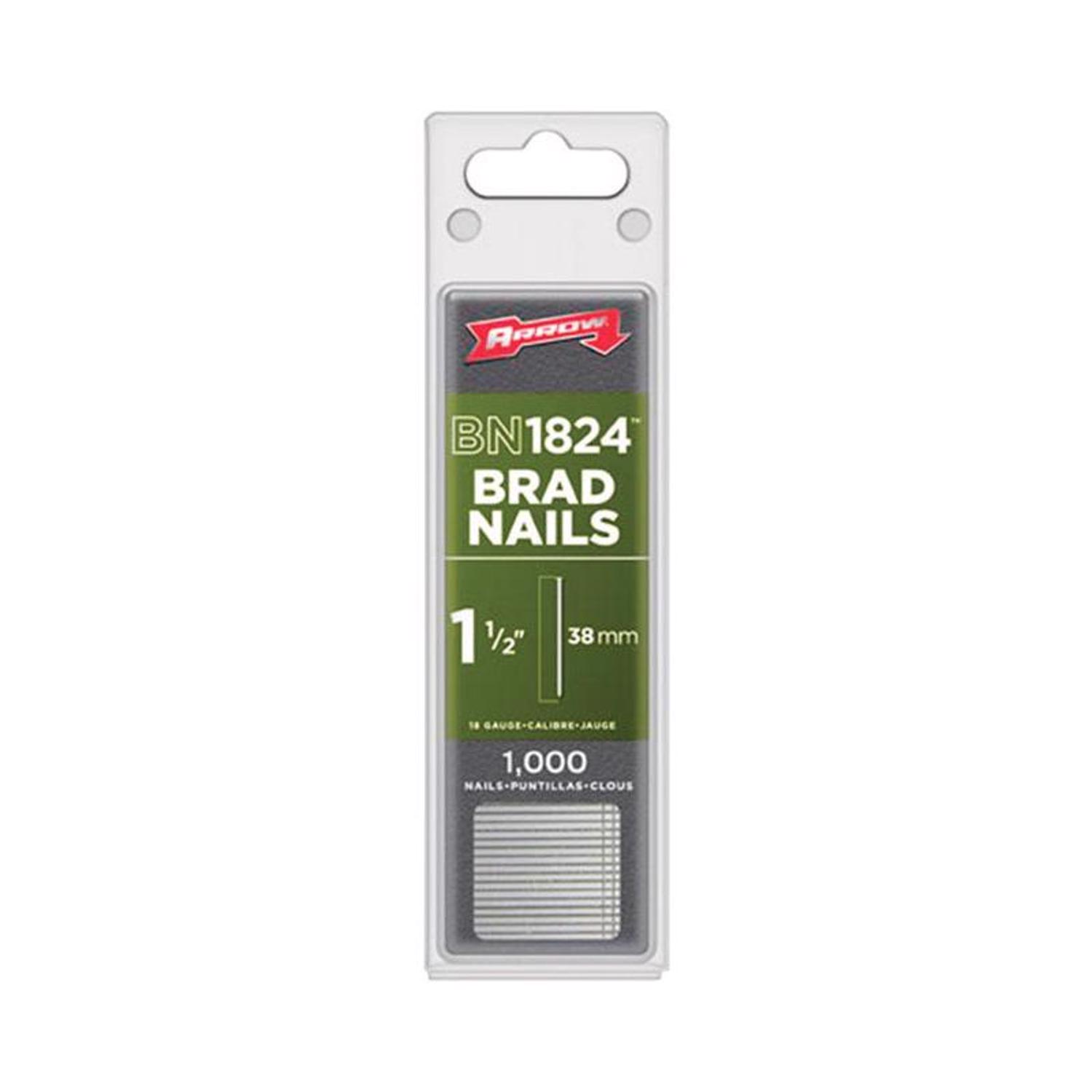 Arrow 1-1/2 in. 18 Ga. Straight Strip Galvanized Brad Nails 1，000 pk - Intensery