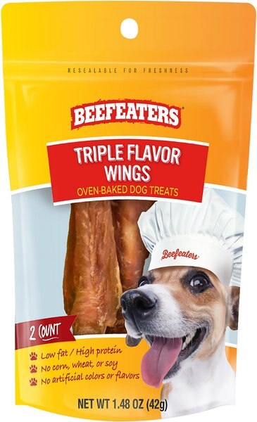 Beefeaters Triple Flavor Wings Jerky Dog Treat， 1.48-oz bag， case of 12 - Intensery