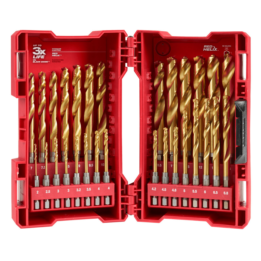Milwaukee SHOCKWAVE Impact Duty RED HELIX Titanium Metric Drill Bit Set 29PC 48-89-4862 from Milwaukee - Intensery