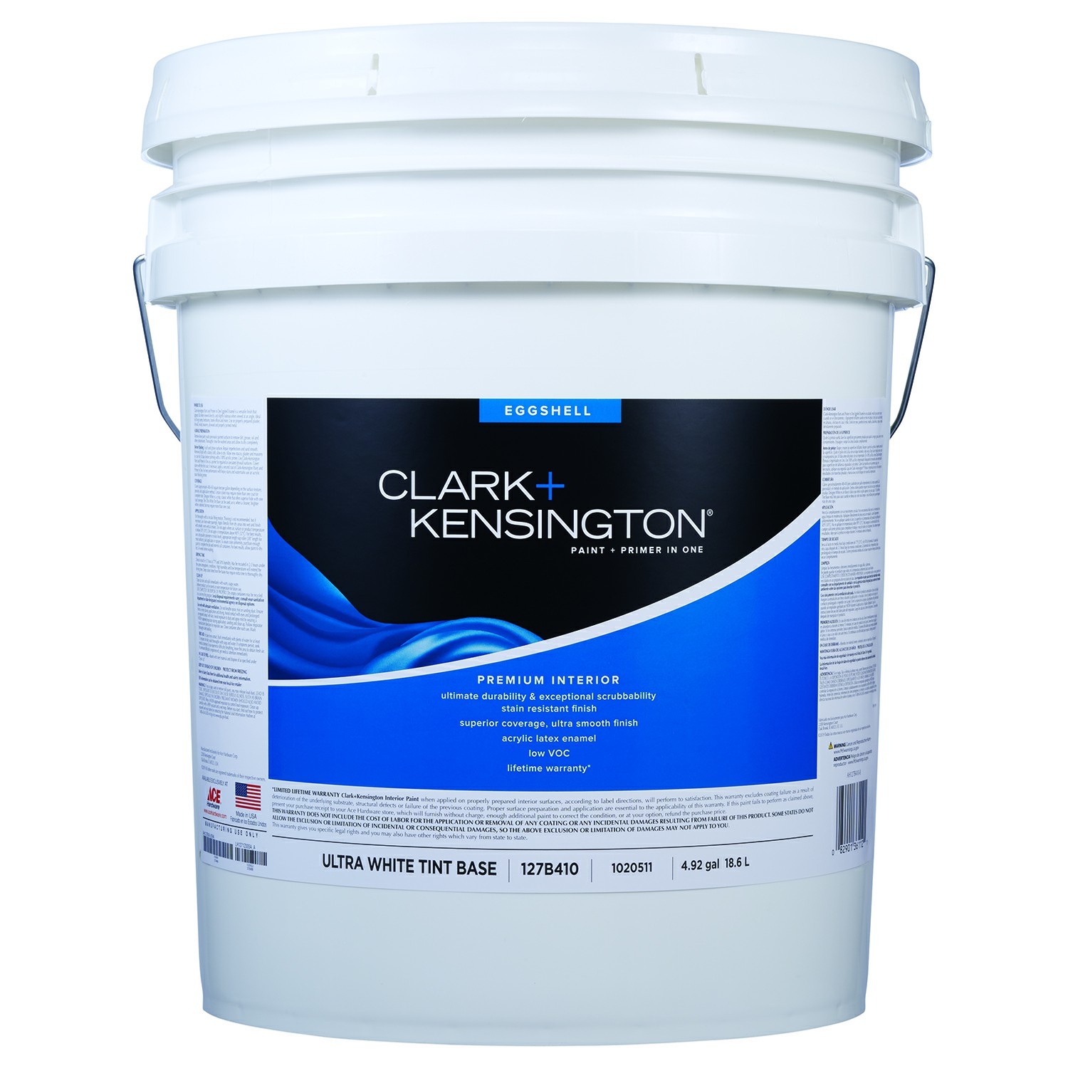 Clark+Kensington Eggshell Tint Base Ultra White Base Premium Paint Interior 5 gal - Intensery
