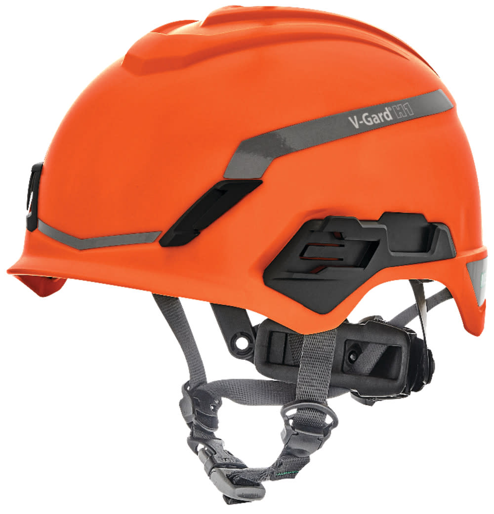 MS Safety Works V Gard H1 Safety Helmet， Novent， Orange， Fas Trac III III - Intensery