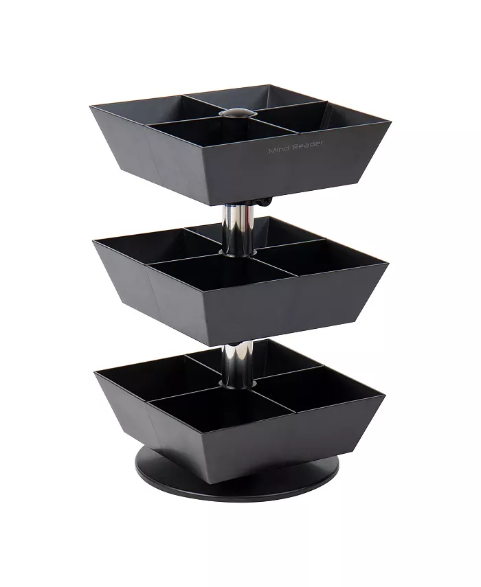 Mind Reader Anchor Collection， 3-Tier， 12-Compartment Tea and Condiment Carousel， Countertop Organizer， Breakroom - Intensery