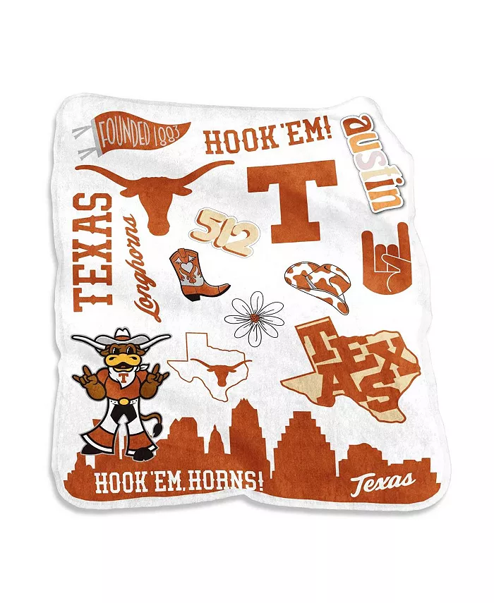 Logo Brands Texas Longhorns 50'' x 60'' Native Raschel Plush Throw Blanket - Intensery