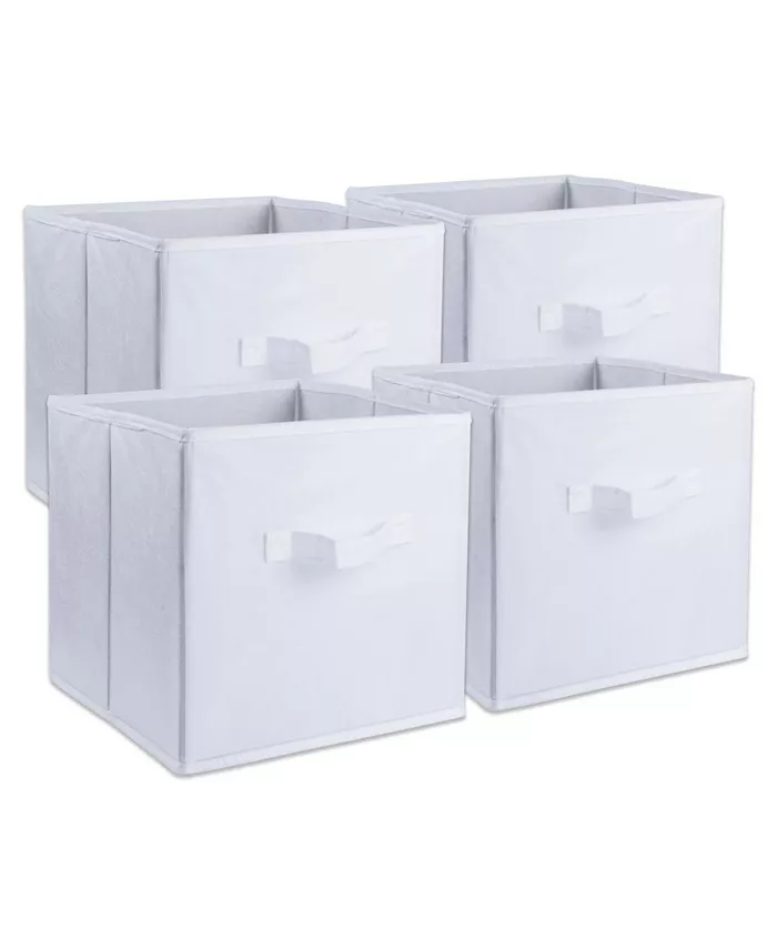 Design Imports Non-woven Polypropylene Cube Solid White Square Set of 4 - Intensery