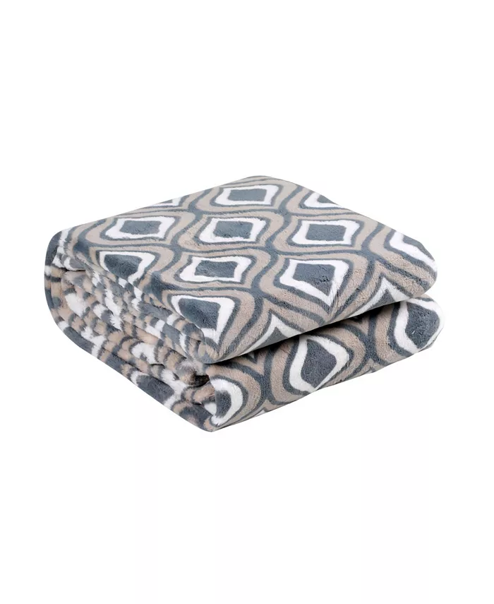 long rich Ultra Soft Velvet Plush Throw Blanket， Ogee Print Pattern - Intensery