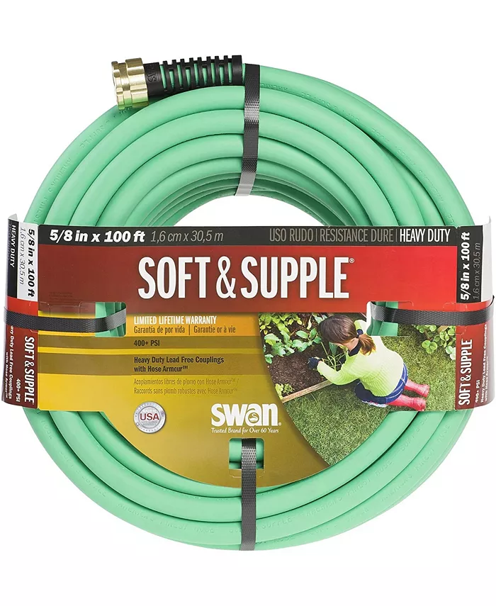 Swan Products Soft and SUPPLE Garden Hose，  .62 Inches X 100 FT - Intensery