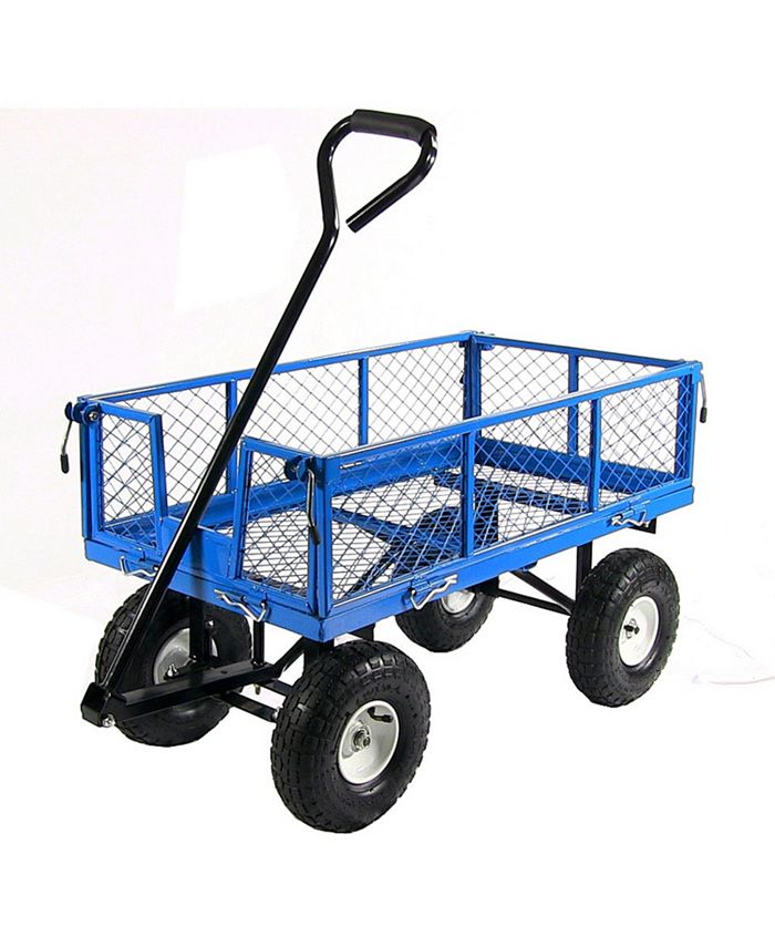 Sunnydaze Decor Small Heavy-Duty Steel Garden Cart with Removable Sides - Blue - Intensery