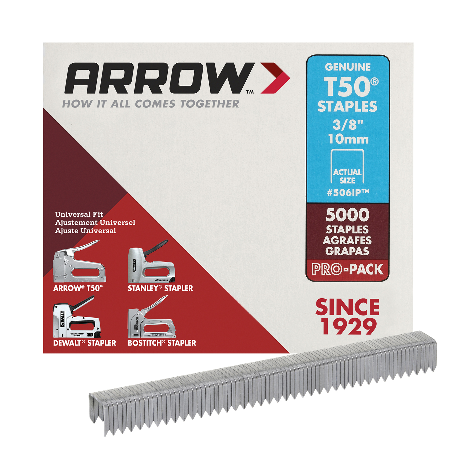 Arrow T50 3/8 in. W X 3/8 in. L 18 Ga. Flat Crown Heavy Duty Staples 5000 pk - Intensery