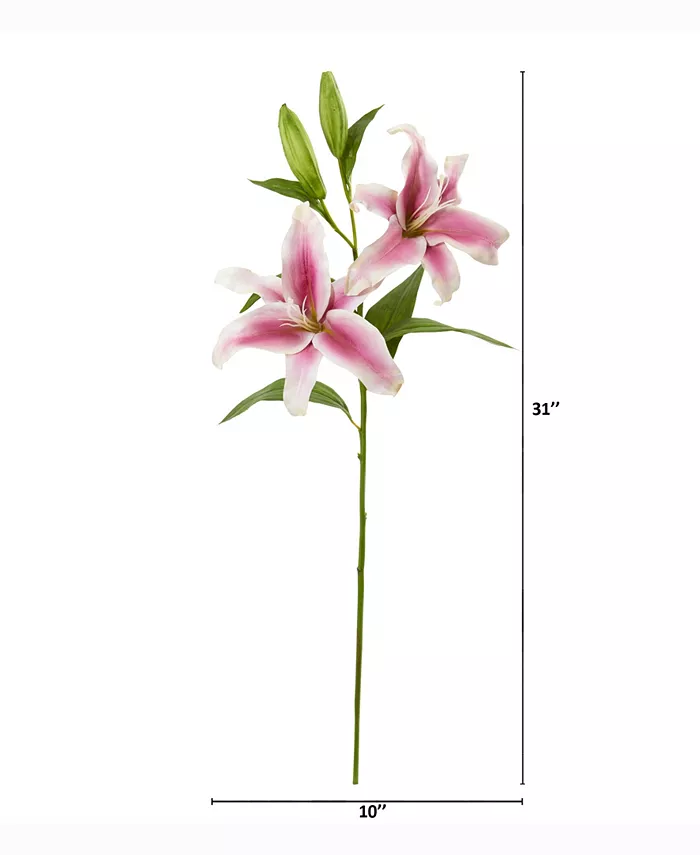 Nearly Natural 31in. Rubrum Lily Artificial Flower Set of 3 - Intensery