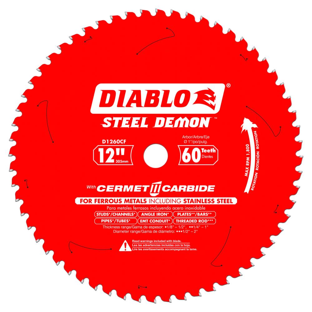Diablo Tools 12 in x 60 Tooth Steel Demon Cermet Metal and Stainless Steel Cutting Saw Blade - Intensery