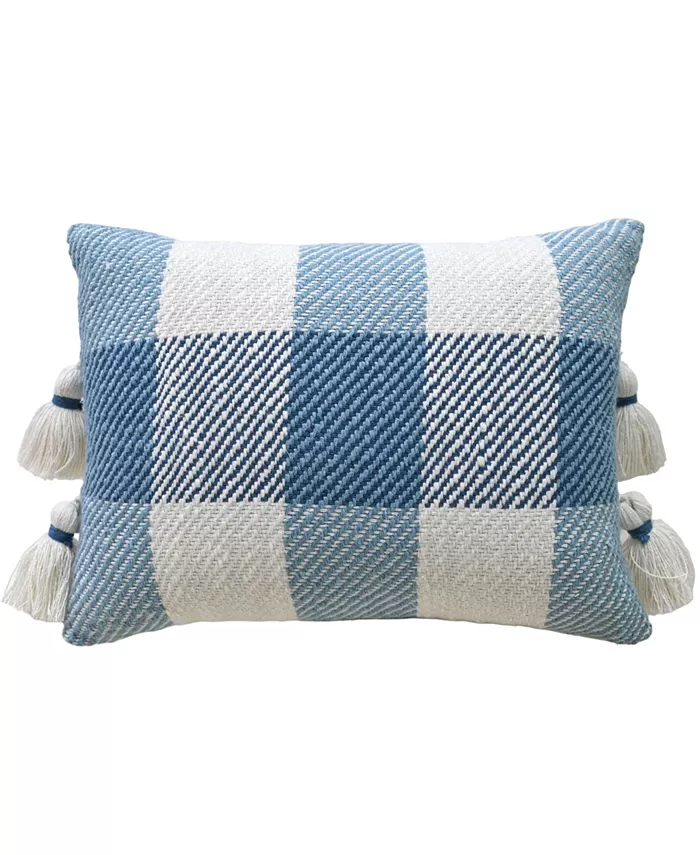 Vibhsa Linden Street Handloom Woven Textured Plaid Decorative Pillow， 14'' x 20'' - Intensery