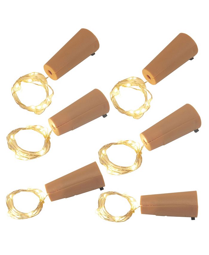 Macy's Lumabase Set of 6， 60 White Wine Cork Mini String Lights - Intensery