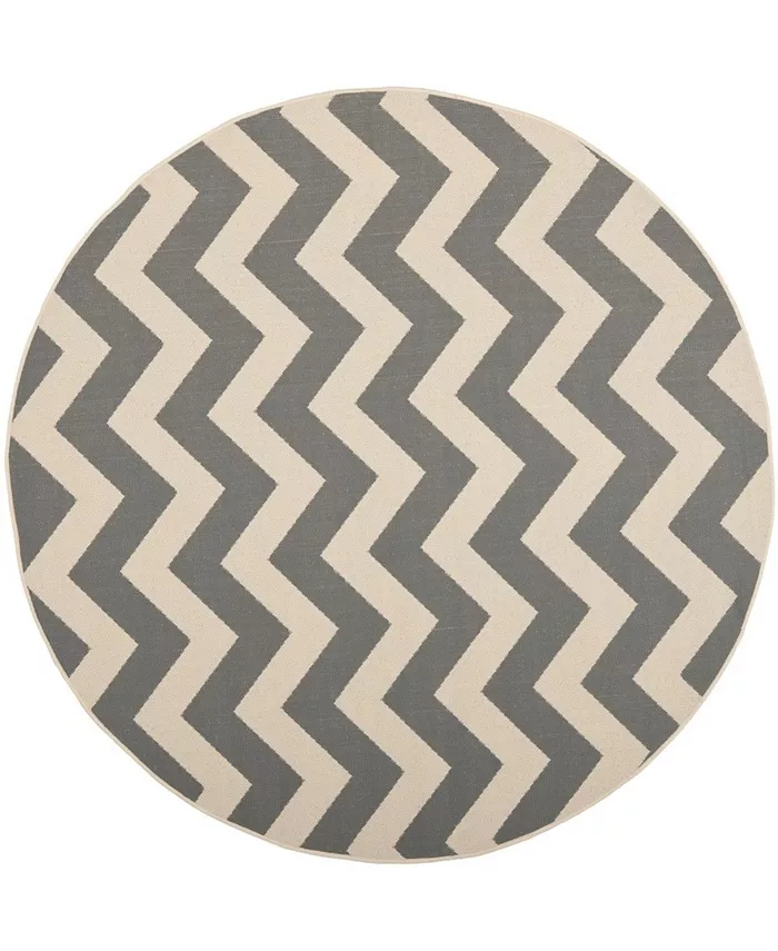 Safavieh Courtyard Gray and Beige 4' x 4' Round Outdoor Area Rug - Intensery