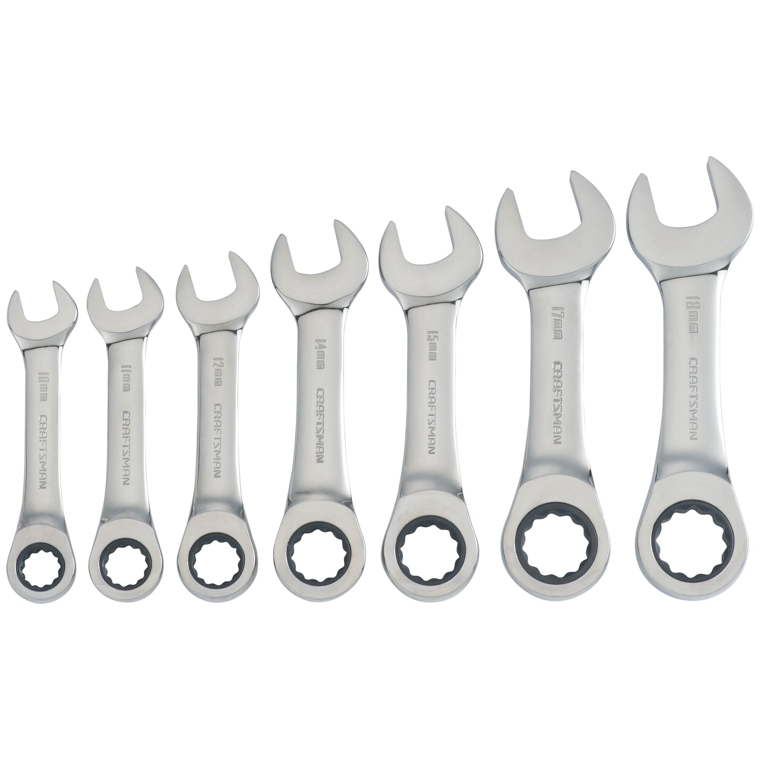 Craftsman Metric Stubby Ratcheting Combination Wrench Set 7 pc - Intensery