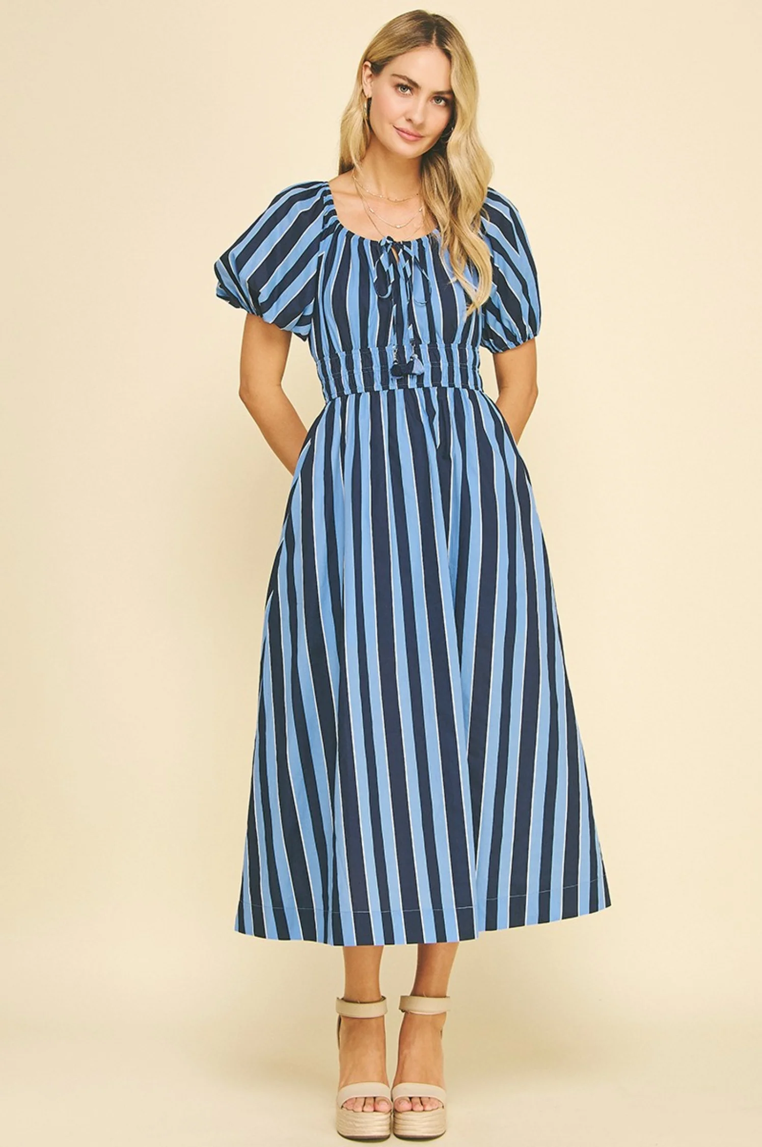 Hudson Striped Midi Dress - Intensery