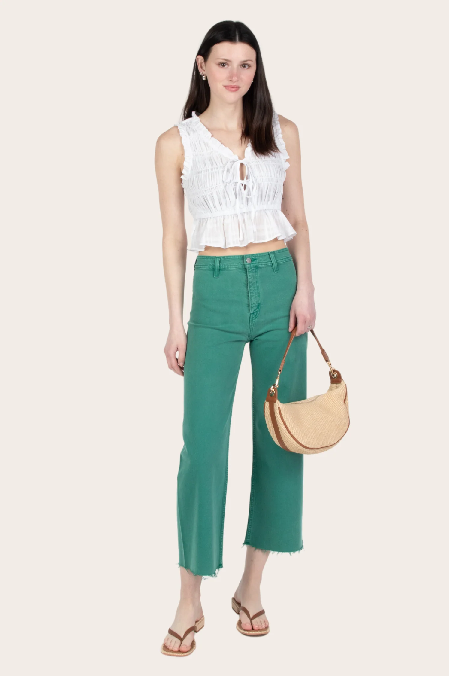 Penny High Rise Wide Leg Crop - Viridian - Intensery
