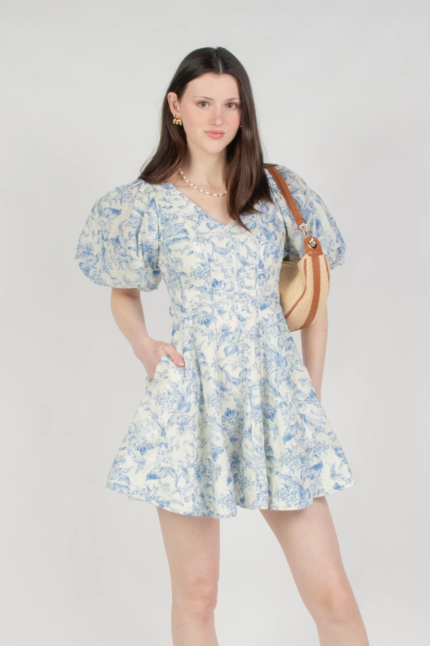 Clare Printed Fit And Flared Mini Dress - Intensery