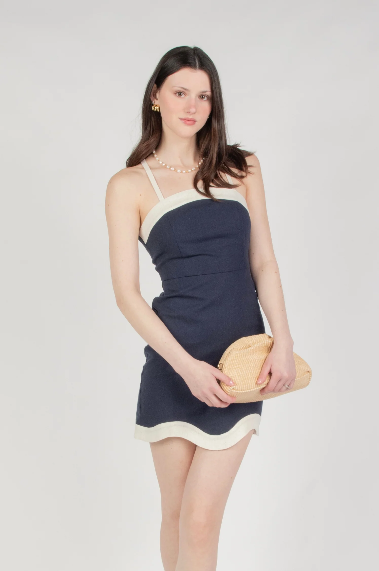 Eilish Scalloped Linen Mini Dress - Intensery
