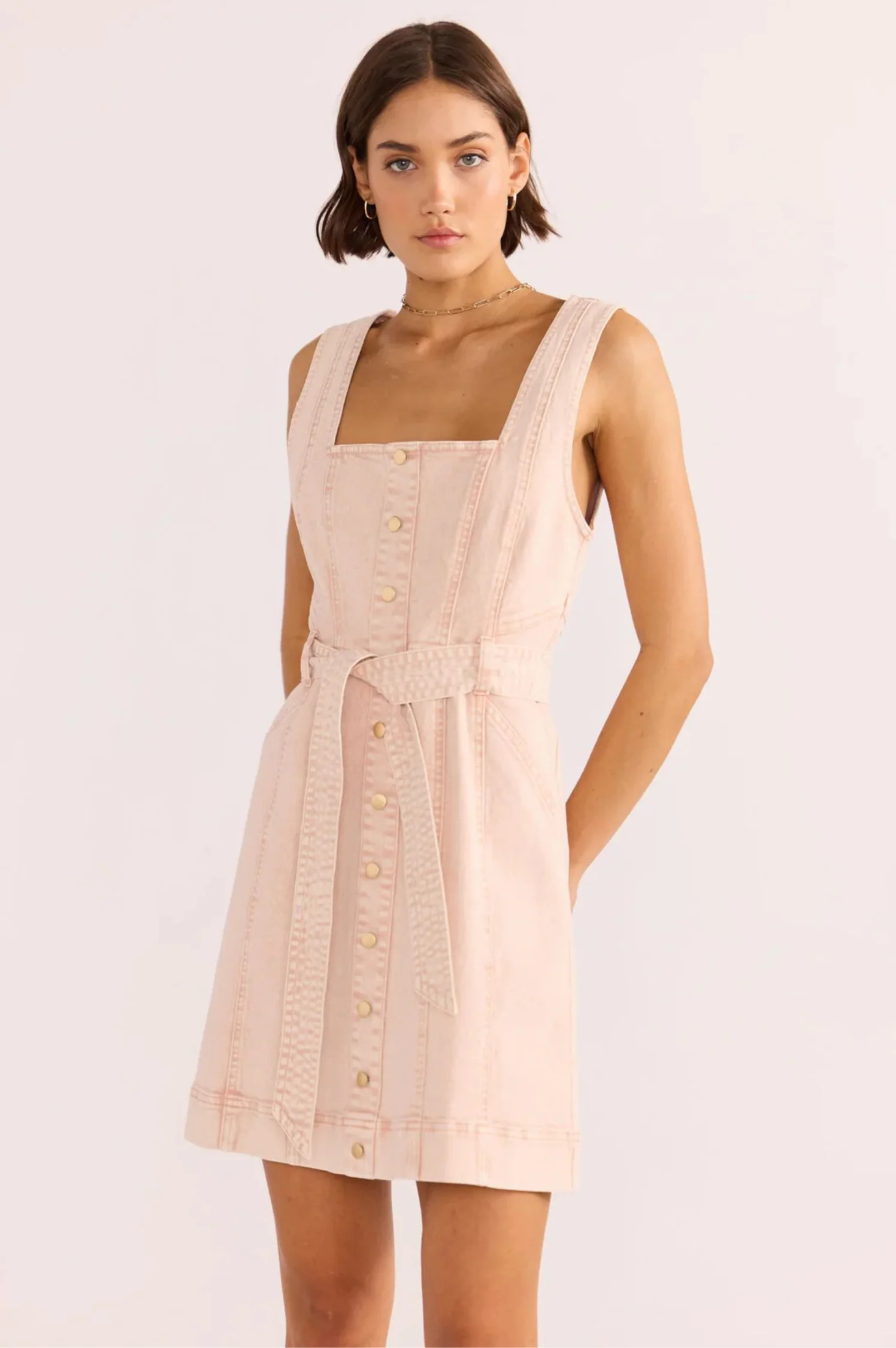 Dahlia Denim Panel Mini Dress - Intensery