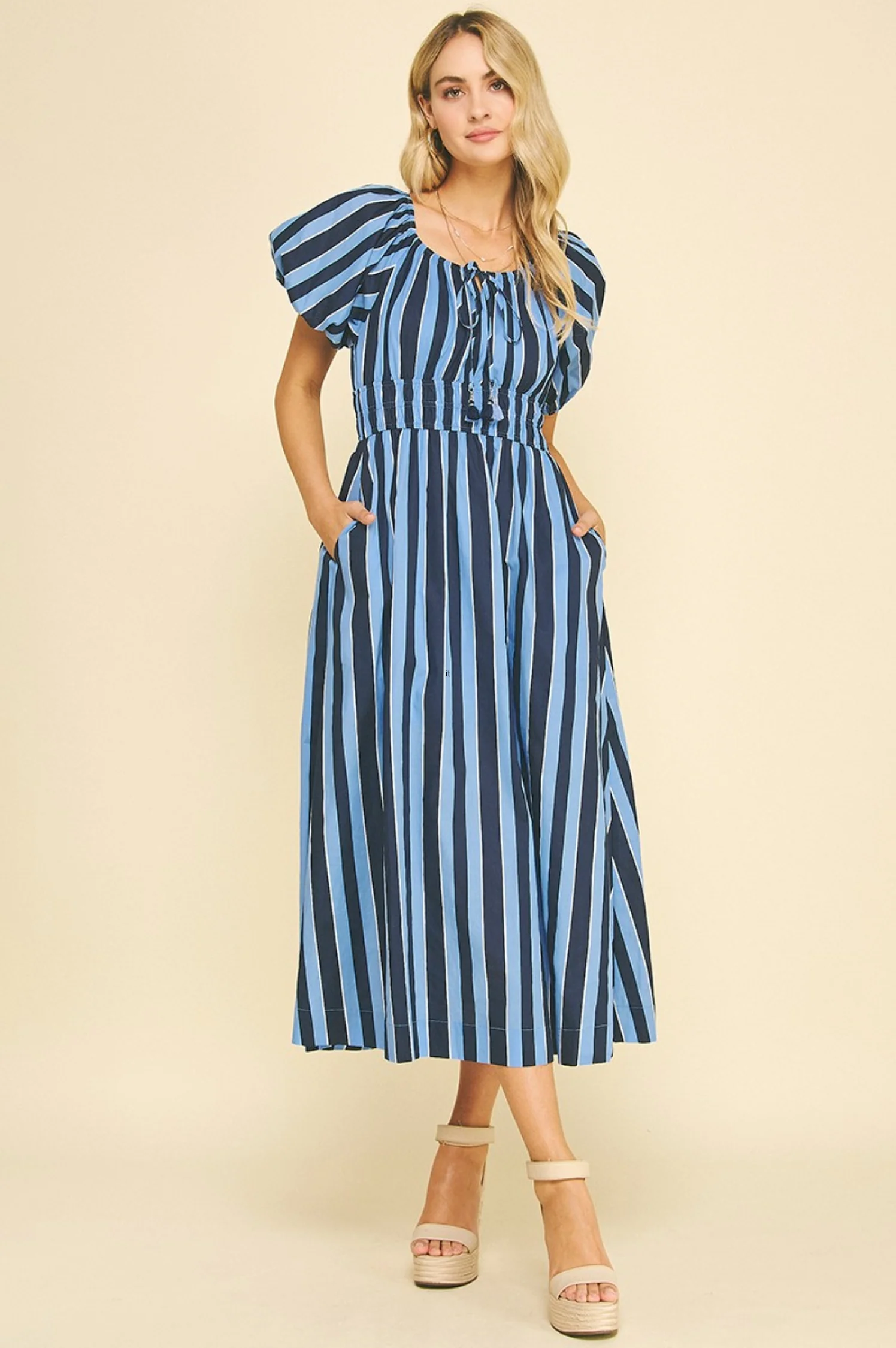 Hudson Striped Midi Dress - Intensery