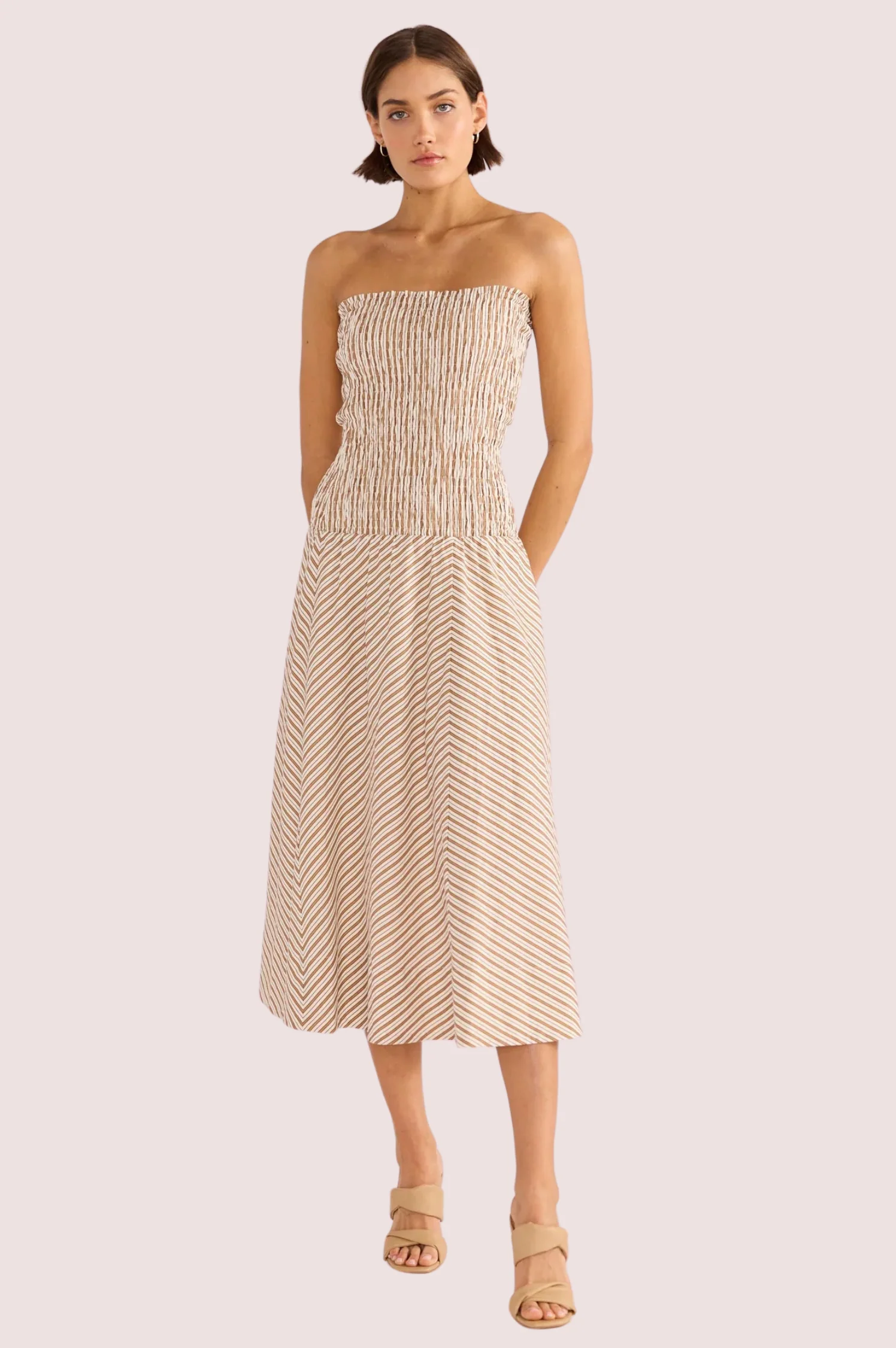 Artemis Shirred Bandeau Midi Dress - Intensery