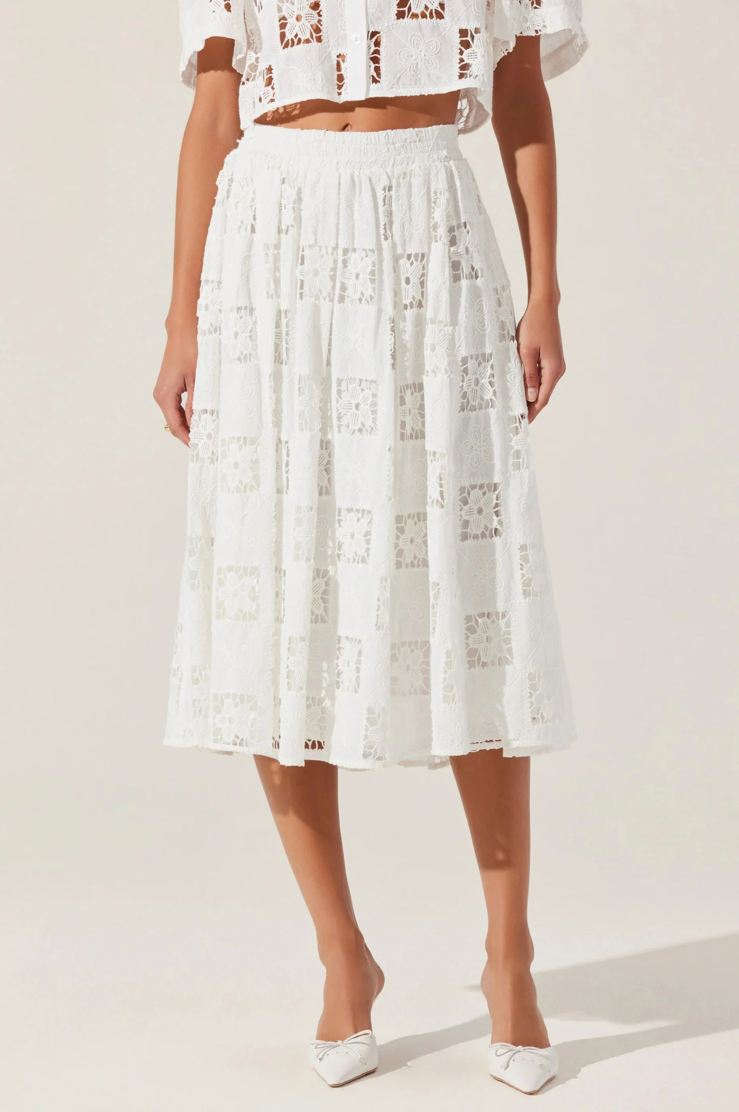 Andolina Crochet Lace Midi Skirt - Intensery