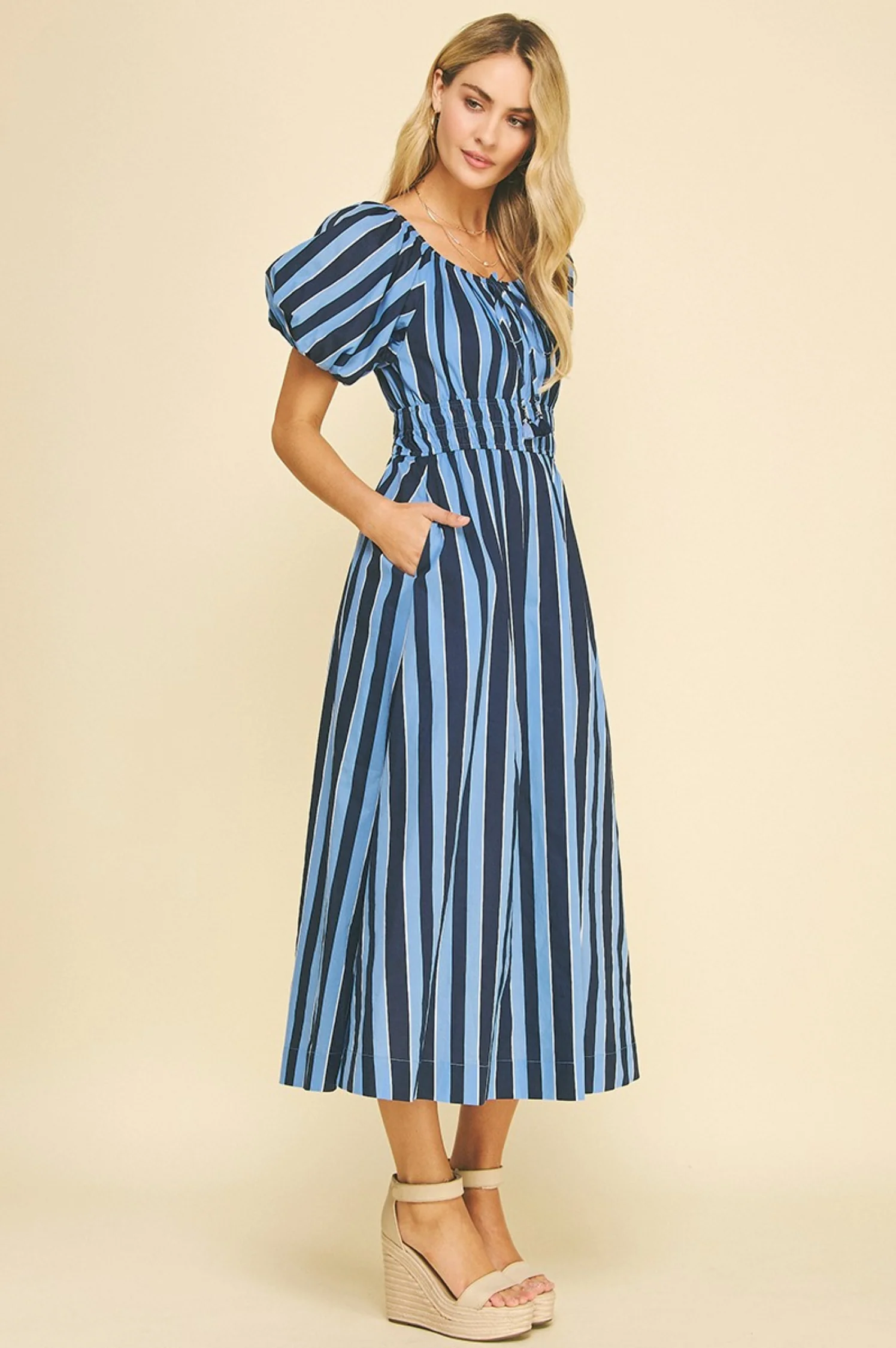 Hudson Striped Midi Dress - Intensery