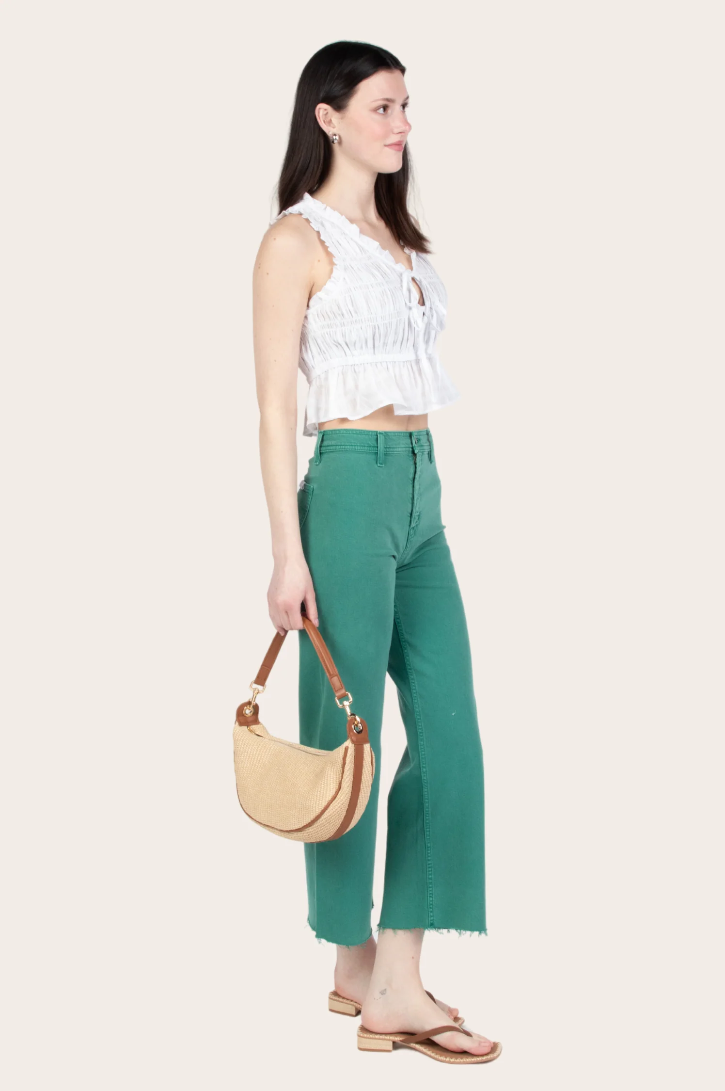Penny High Rise Wide Leg Crop - Viridian - Intensery