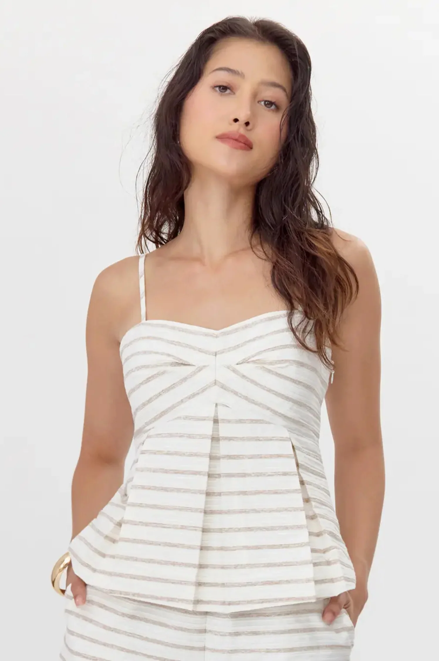 Olivia Textured Stripe Pleated Top - Intensery