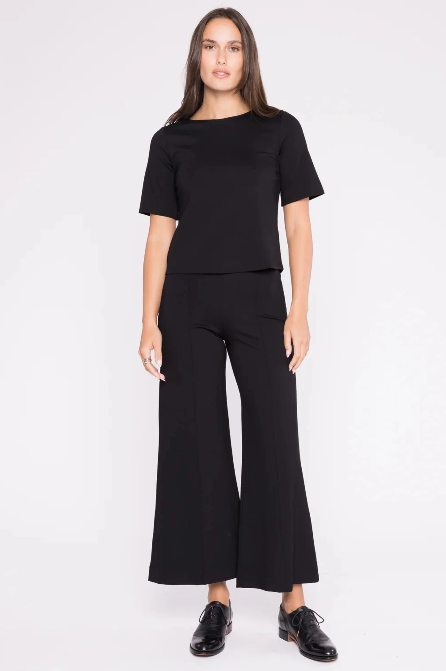 Ponte Knit Wide Leg Pant Cropped - Intensery
