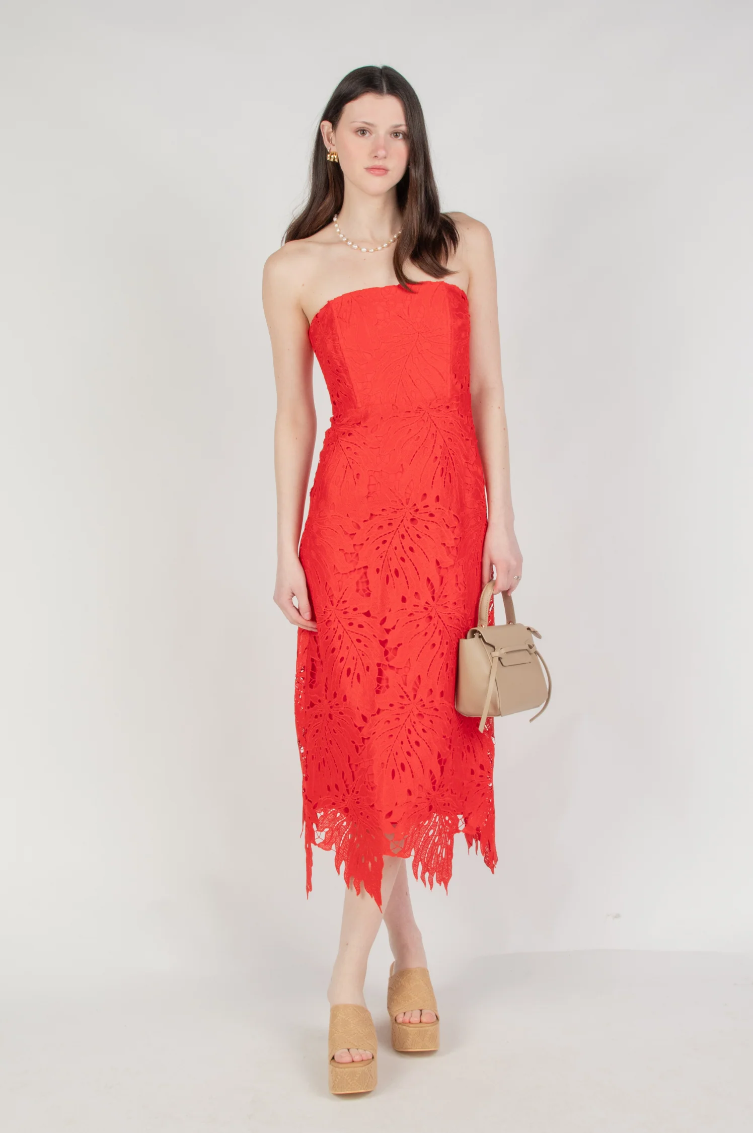 Jessika 3D Lace Scalloped Midi Dress - Intensery
