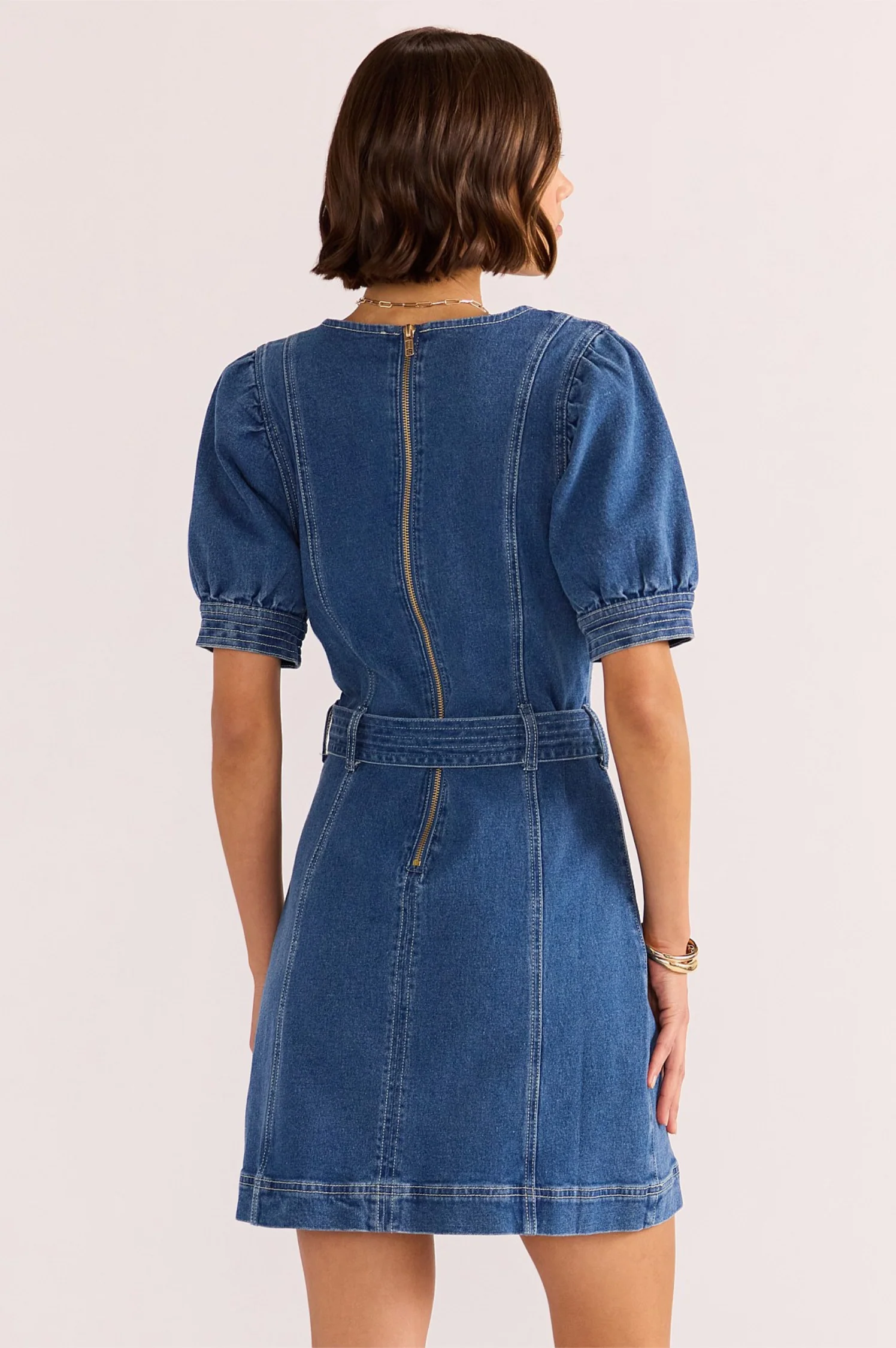 Ellis Denim Panel Mini Dress - Intensery