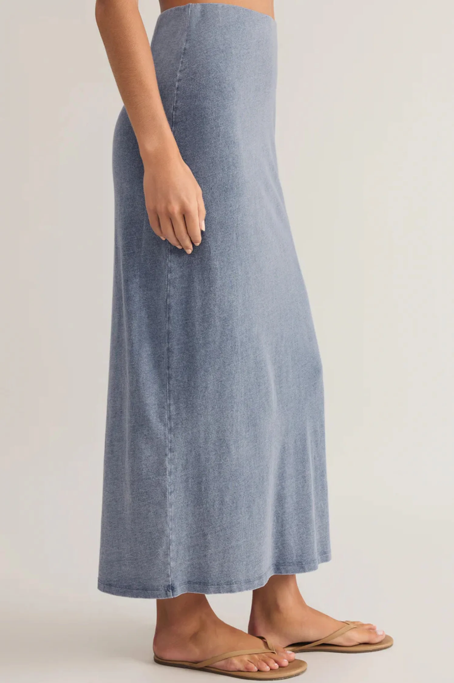 Gail Jersey Denim Midi Skirt - Intensery