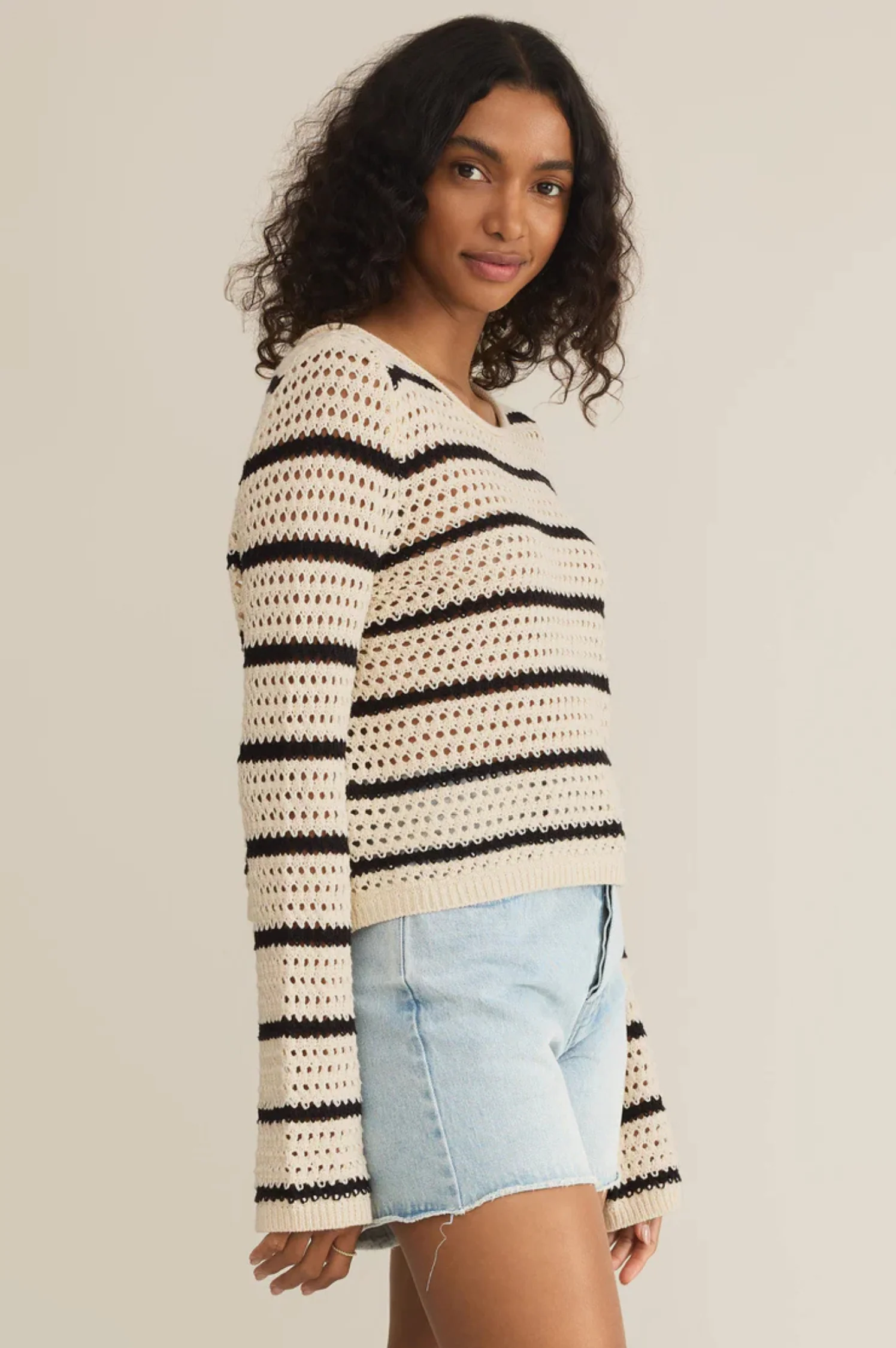 Kit Stripe Crochet Sweater - Intensery