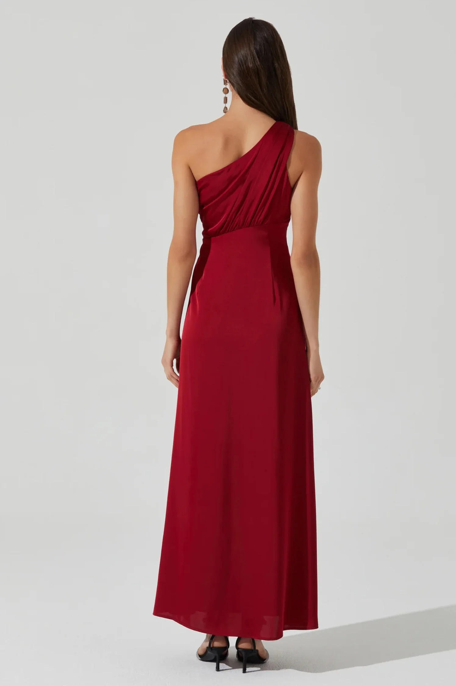 Atoila One Shoulder Satin Maxi Dress - Intensery