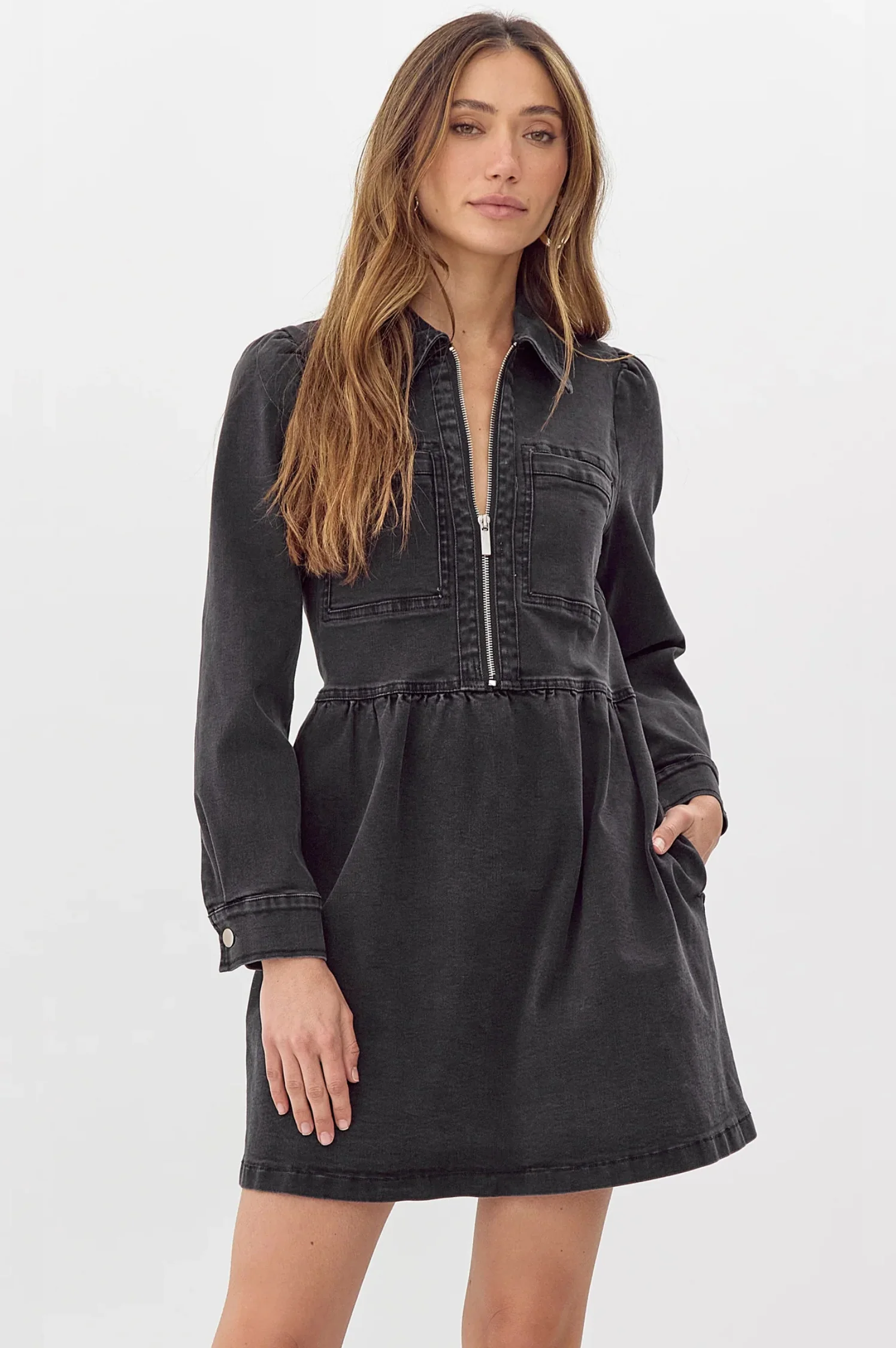 Lia Zip Denim Dress - Intensery