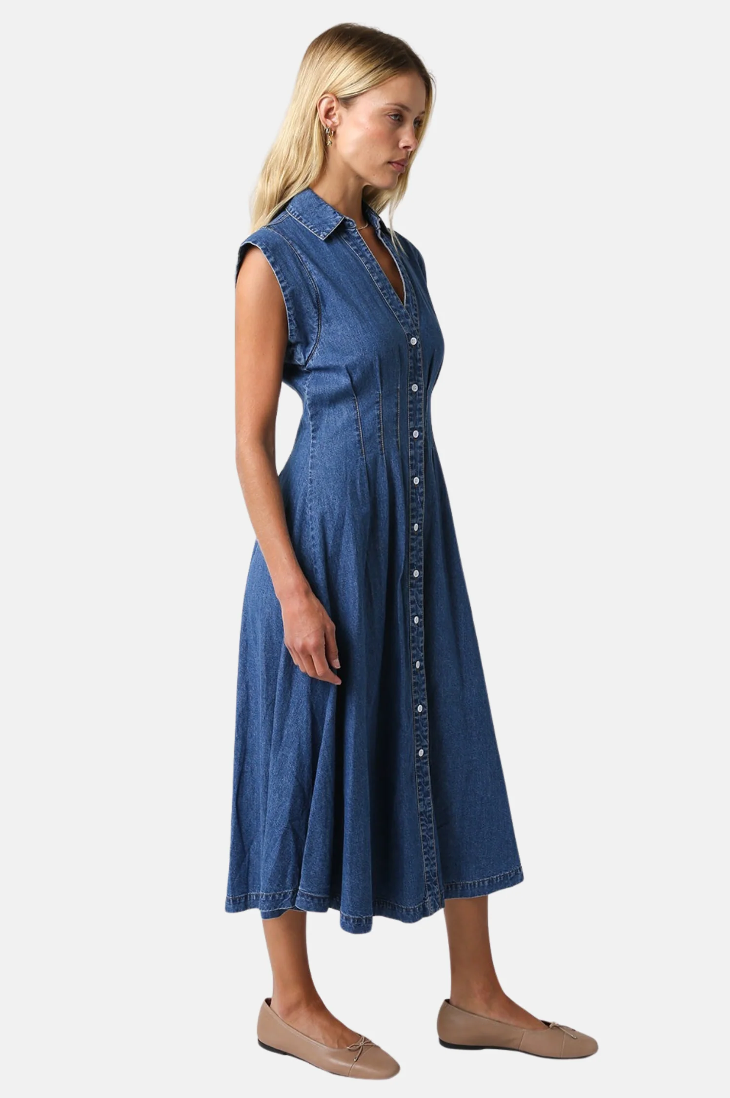 Blair Denim Midi Dress - Intensery